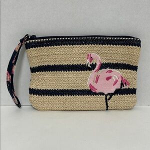 Vera Bradley Tan and Black Flamingo Clutch